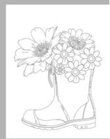 Flower Rain Boot Coloring Page vector