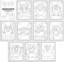 Cute Monster Coloring Pages vector