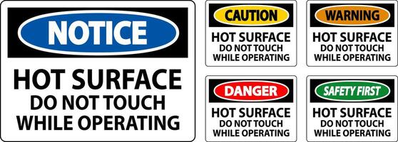 Danger Sign Hot Surface - Do Not Touch While Operating vector