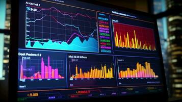 financiero datos análisis. gráficos, informes, y gráficos representando perspectivas foto