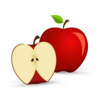 vector manzanas parte, cortar, rebanada en conjunto en aislado blanco fondo, grupo de cuatro manzanas en un blanco fondo, rojo manzanas, manzana rebanadas, manzana rebanadas, rebanado manzanas