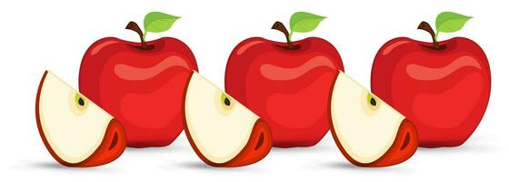 Groups of Apple pieces banner, apples sets cut into pieces of apple banner vector design on isolated white background, vector, illustration