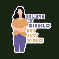 Sticker of a faceless person with a motivational quote vector