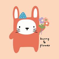 Hand drawn cute cartoon rabbit illustrations vector