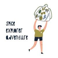 Little Explorer with Backpack Spice vector