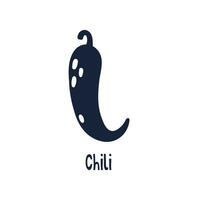 Black and White label spice herb chili vector