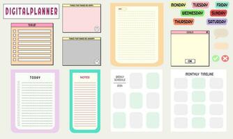 Digital planner, Weekly and Monthly planner vector