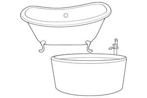 Hand-drawn outline bathtub, simple styles outline vector. Simple doodle sketch style. Vector illustration.