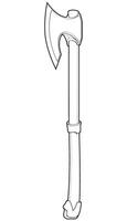 Outline Medieval Axe Vector Weapon. Vector Hand Drawn Illustration Isolated On white Background.