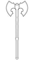 Outline Medieval Axe Vector Weapon. Vector Hand Drawn Illustration Isolated On white Background.