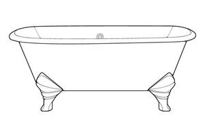 Hand-drawn outline bathtub, simple styles outline vector. Simple doodle sketch style. Vector illustration.