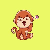 Cute monkey with love sign hand cartoon vector icon illustration .animal nature concept isolated