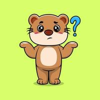 Cute otter confused cartoon vector icon illustration