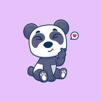 Cute panda with love sign hand cartoon vector icon illustration .animal nature concept isolated