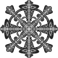 a black and white snowflake design with ornate patterns vector