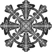 a black and white snowflake design with ornate patterns vector