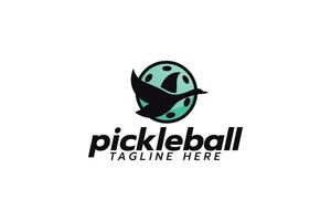 pickleball logo con un combinación de un pelota y volador Pato para pickleball club, torneo, capacitación, etc. vector