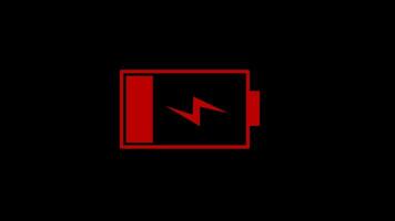 niedrig Batterie Symbol animiert auf schwarz Hintergrund video