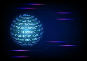 Cyber crime concept. Globe with binary code and security payment information. Digital earth with tech-circle on technology background. Data Sorting. Artificial intelligence. Big data.Smart system. vector