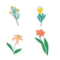 a set of icons garden and wild flowers vector