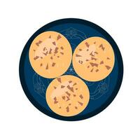 oatmeal cookies with chocolate chips on a plate vector