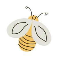 flying bee flat isolated with beautiful wings vector