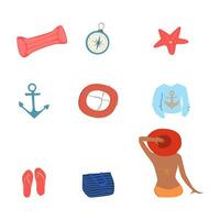 a set of illustrations a trip to a sea and rest vector