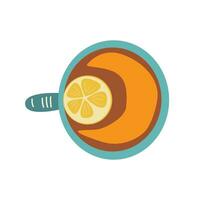 cup of tea with lemon in a hand drawn style vector