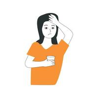 a woman with a flat style headache vector