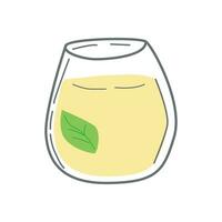 Glass of lemonade with mint leaves, fresh beverage vector