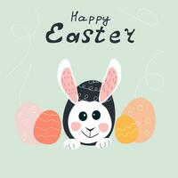 Vector Illustration of Happy Easter with Rabbit