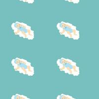 cute baby sleeping on a cloud pattern with boy vector