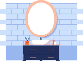 Hand Drawn Sinks and mirrors in the bathroom in flat style png