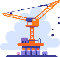 Hand Drawn Building with crane under construction in flat style png