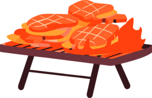 Hand Drawn BBQ grill for outdoor picnics concept in flat style png