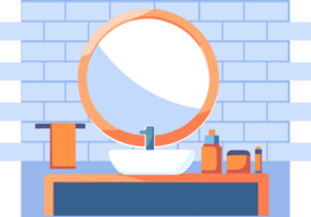 Hand Drawn Sinks and mirrors in the bathroom in flat style png