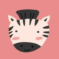 cute african Simple Animal Portrait of zebra vector