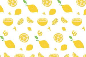 Vector lemon pattern with fruit and lemon slices.