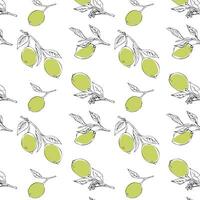 pattern with lemons and leaves, seamless texture vector