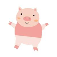 cute piggy in pink tshirt cartoon character vector