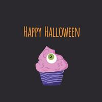 cute card Happy Halloween with maffin with brains vector