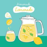 cool background of lemonade drink with lemon juice vector