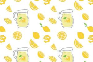 bright pattern with lemonade and lemon slices. vector