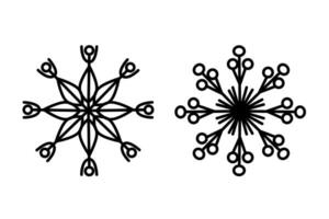 decorative snowflake icons isolated in black color vector