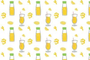 Summer seamless pattern lemon slices and drinks vector