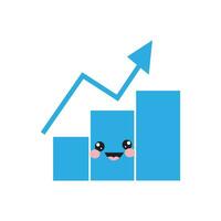 cartoon growth graph money with smiling face vector