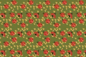 cute summer pattern with beetle bug on green vector