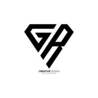 Modern triangle letter g r v with diamond shape unique monogram abstract logo design vector