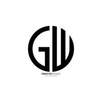 redondeado forma letra gw o wg creativo moderno único monograma tipografía marca logo vector