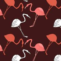 pattern of flamingos in a style of hand drawn vector